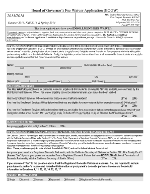 Board of Governor’s Fee Waiver Application