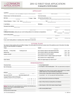 2011-12 First-year Application Form