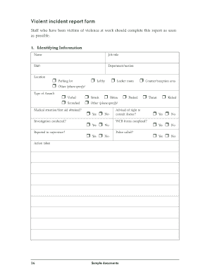 Sample Incident Report Form - WorkSafeBC