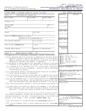 USCIS Form I-485 Application to Register Permanent Residence