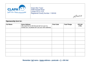 UK Gift Aid Sponsorship Form