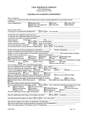 Liquor Law Liability Supplement
