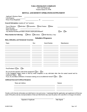 Rental Amusement Operations Supplement