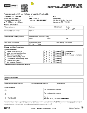 WorkSafeBC Electrodiagnostic Studies Requisition