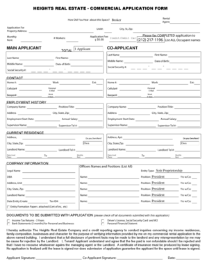 Commercial Rental Application Form