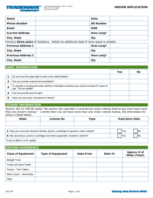 Driver Application Form