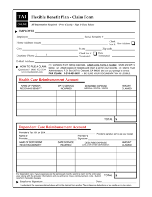 TAI Flexible Benefit Plan Claim Form