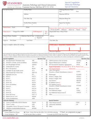 Stanford Special Coagulation Form
