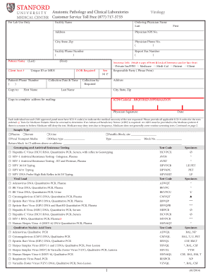 Stanford Medical Center Virology Test Request Form