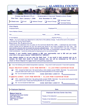 Commuter Benefit Plan Enrollment Form