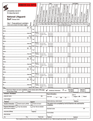 National Lifeguard Surf Exam Form