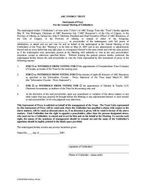 ARC Energy Trust Proxy Form