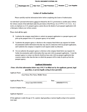US Passport Authorization Letter