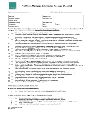 FirstHome Mortgage Submission Package Checklist