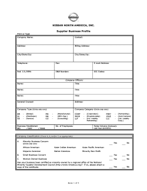 Nissan North America Supplier Business Profile