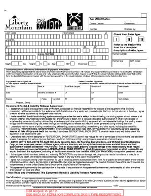 Check Your Skier Type I II III - Liberty Mountain Resort