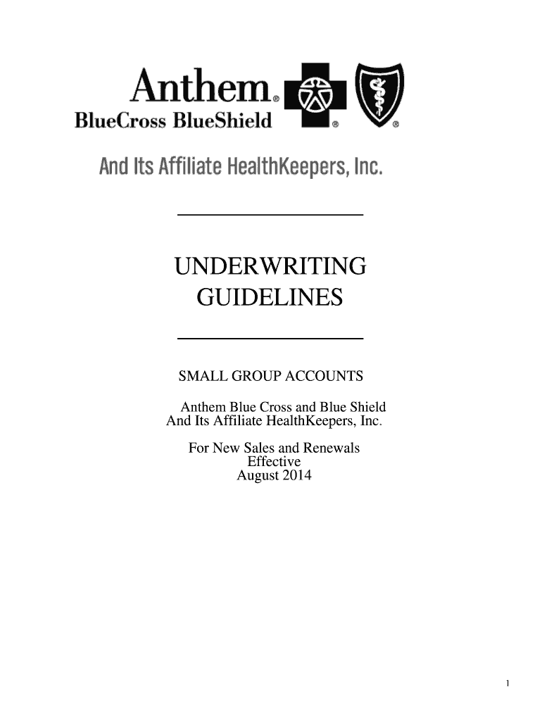 Fillable Online Underwriting guidelines Anthem Fax Email Print