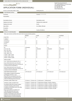 Pacific Prime Individual Health Insurance Application Form