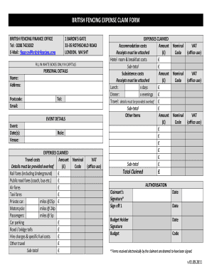 Expense form template uk - British fencing expense claim form - British Fencing Association