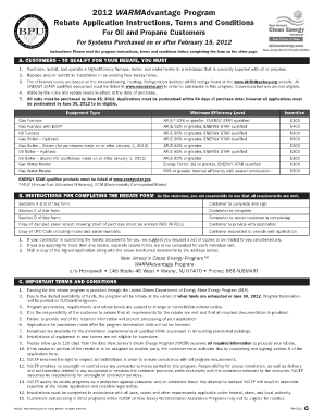 2012 WARMAdvantage Program Rebate Application