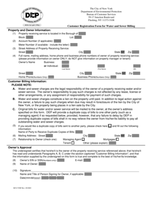 New York Water and Sewer Billing Registration Form