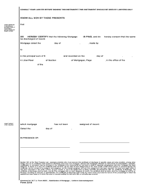 New York Satisfaction of Mortgage Form