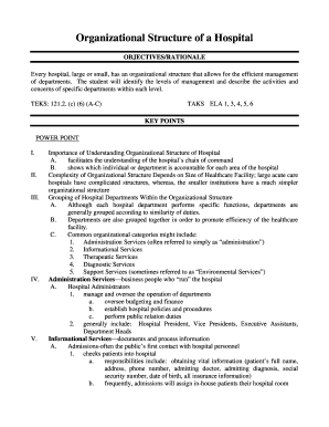 Organizational Structure of a Hospital - Quia