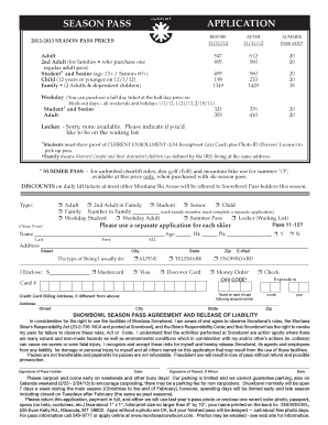 SEASON PASS APPLICATION - Montana Snowbowl