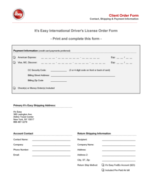 International Driver's License Order Form