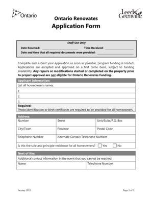 Ontario Renovates Application Form