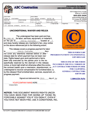 Unconditional Lien Release Form