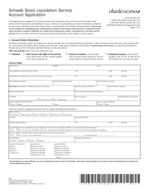 Schwab Stock Liquidation Service Account Application
