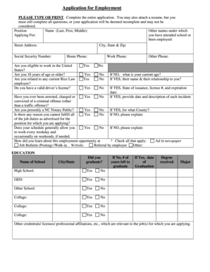 Employment Application Form