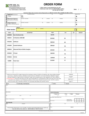 HTE USA Order Form