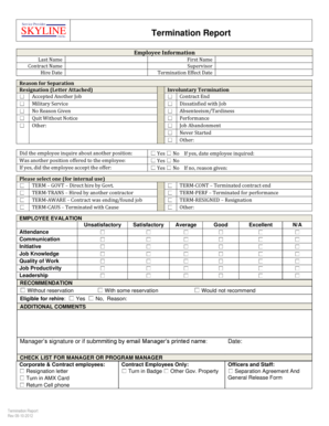 Termination Report and Info - Skyline-ULTDcom