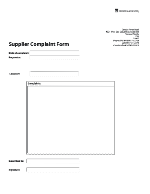 raw material complaint form