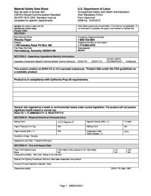 Material Safety Data Sheet