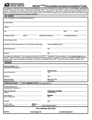 NCOALink Processing Acknowledgement Form