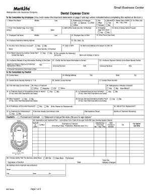 MetLife Dental Expense Claim Form