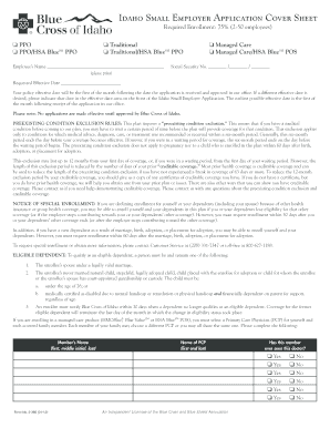 Idaho Small Employer Application Cover Sheet