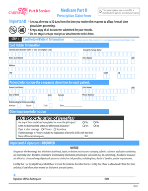 Medicare Part D Prescription Claim Form