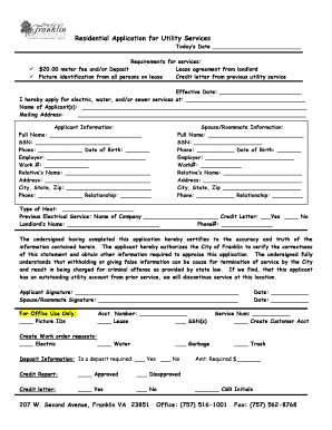Residential Utility Service Application