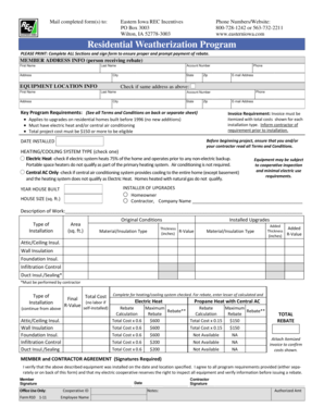 Residential Weatherization Program Rebate Form