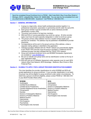 BCBSM/BCN Group Enrollment Form