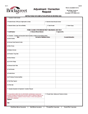 BrickStreet Insurance Adjustment Correction Form