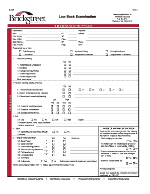 Low Back Examination Form