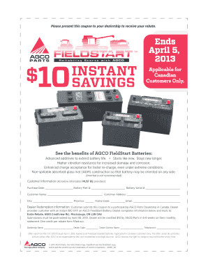 AGCO FieldStart Battery Rebate Form