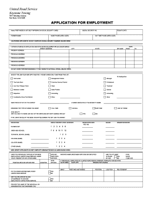 United Road Service Employment Application