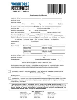 Employment Verification Form