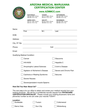 Arizona Medical Marijuana Certification Form